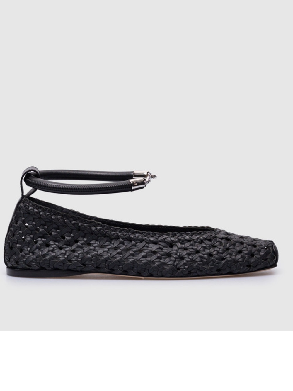 Weekend Max Mara Black Woven Ankle-Ring Flats